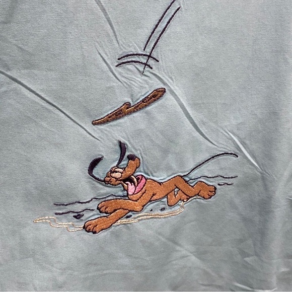 DISNEY Mickey Unlimited Vintage Blue Button Down Embroidered Shirt 22W/24W - Picture 4 of 7